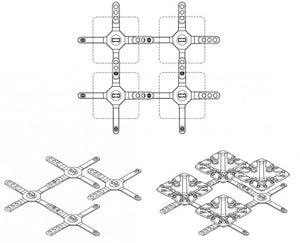 drawing of froli star base elements with and without springs assembled