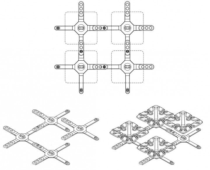 drawing of froli star base elements layout with and without springs